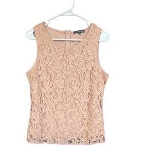 Adrianna Papell Stretch Lace Tank Blouse Pink Women's Size M